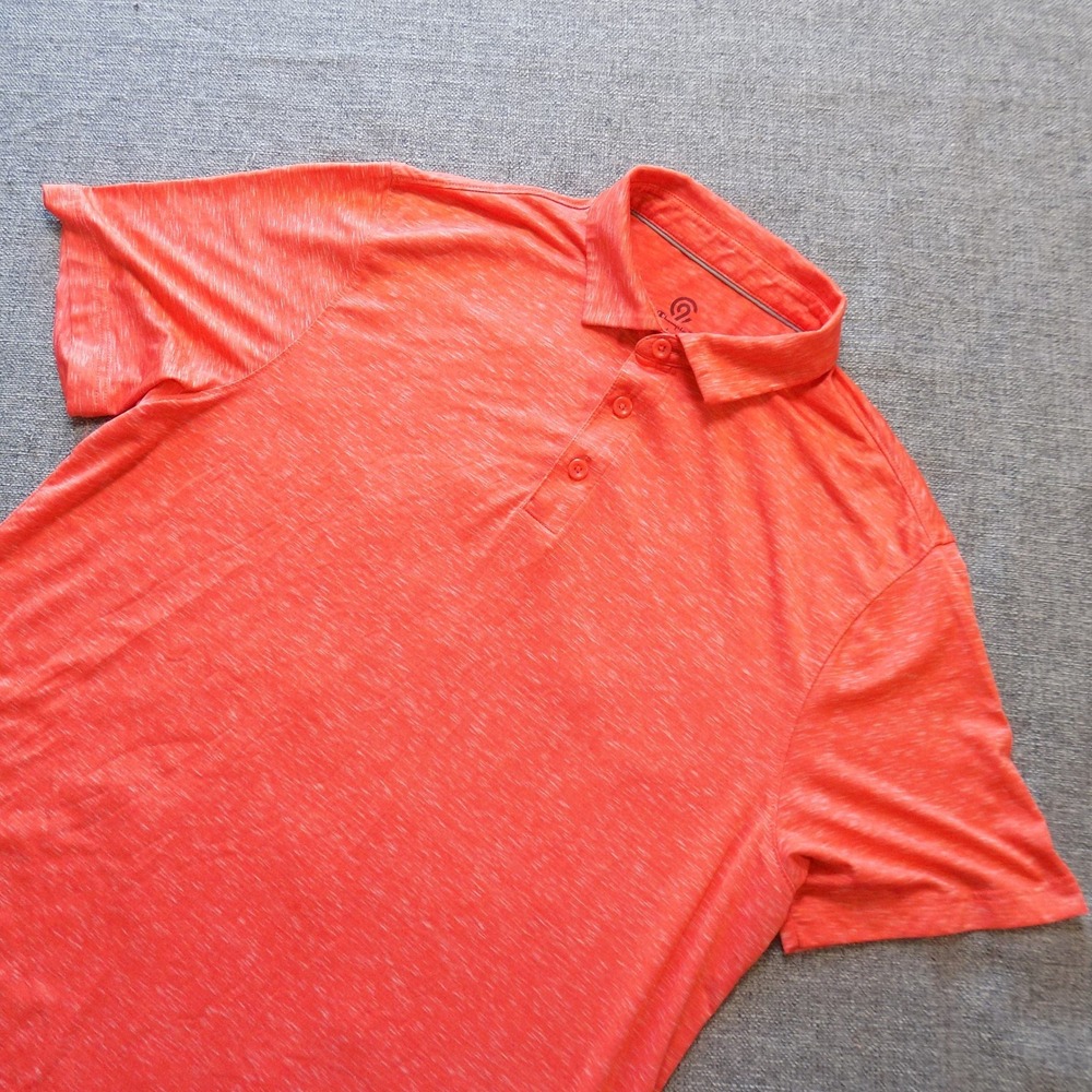 Champion Polo Shirt Men Large Orange Good Space Dye Performance Stretch Short